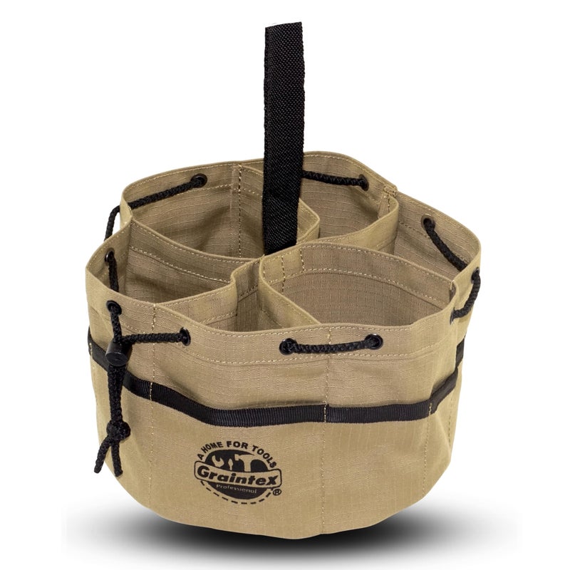 Graintex 18 Pockets Grab Bag Rip-stop Canvas Drawstring Closure, Small Part Organizer Pouch, Small Tools, Screws, Parts, Parachute Tool Bag for Efficient Storage - Khaki - Image 1